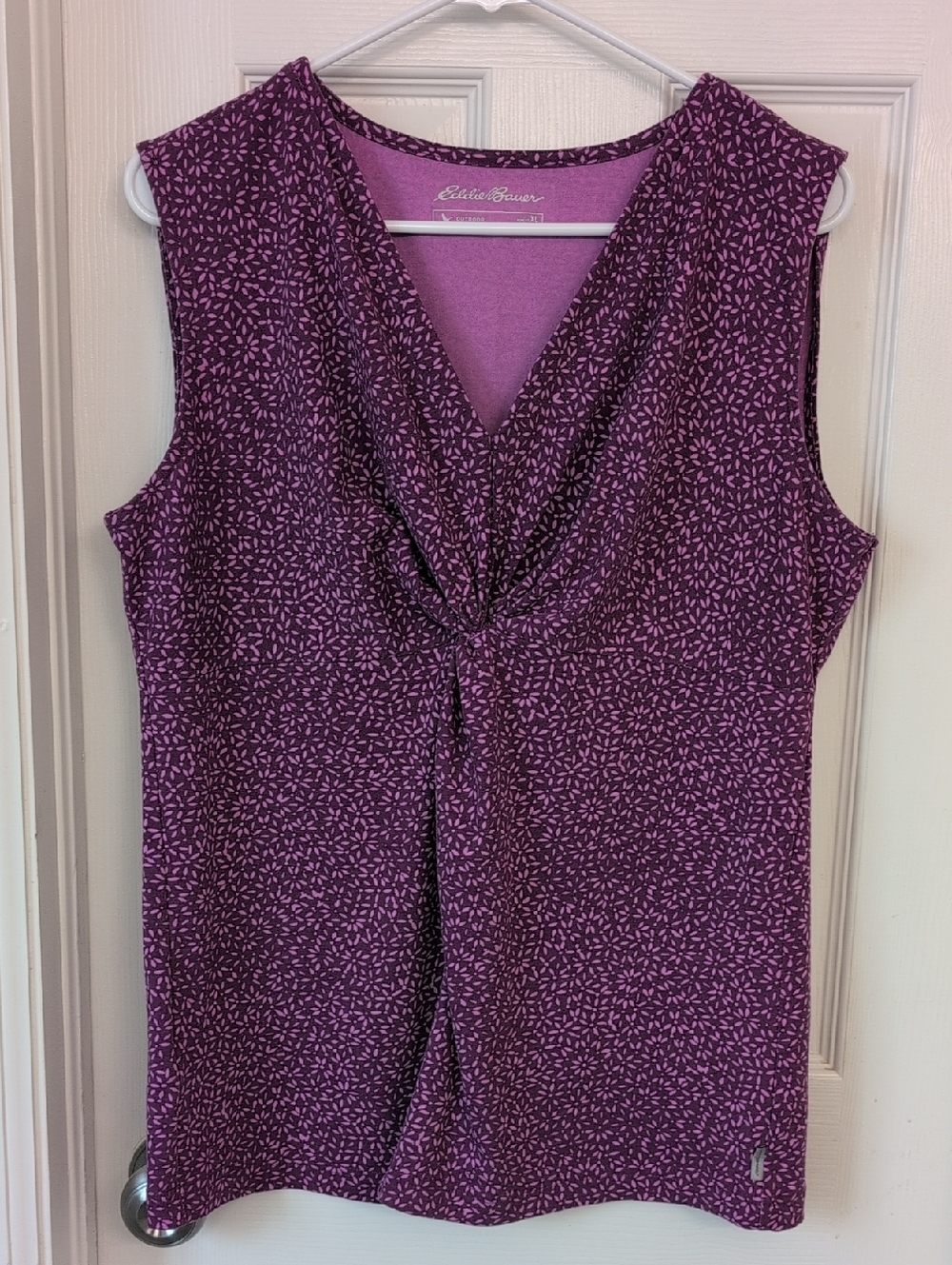 Eddie Bauer Deep Purple Twist-Front Sleeveless Tank Top